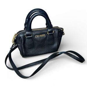 Steve Madden Black Leather Mini Crossbody Bag with Handles and Inside Pockets